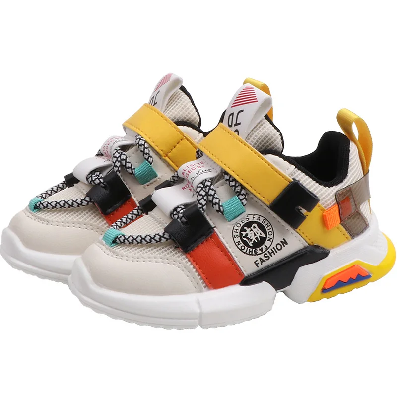

2022 Autumn Kid Shoes Sneakers Hook Loop Mixed Colors Fashion Sweet Flat Heel Air mesh Non Slip Breathable