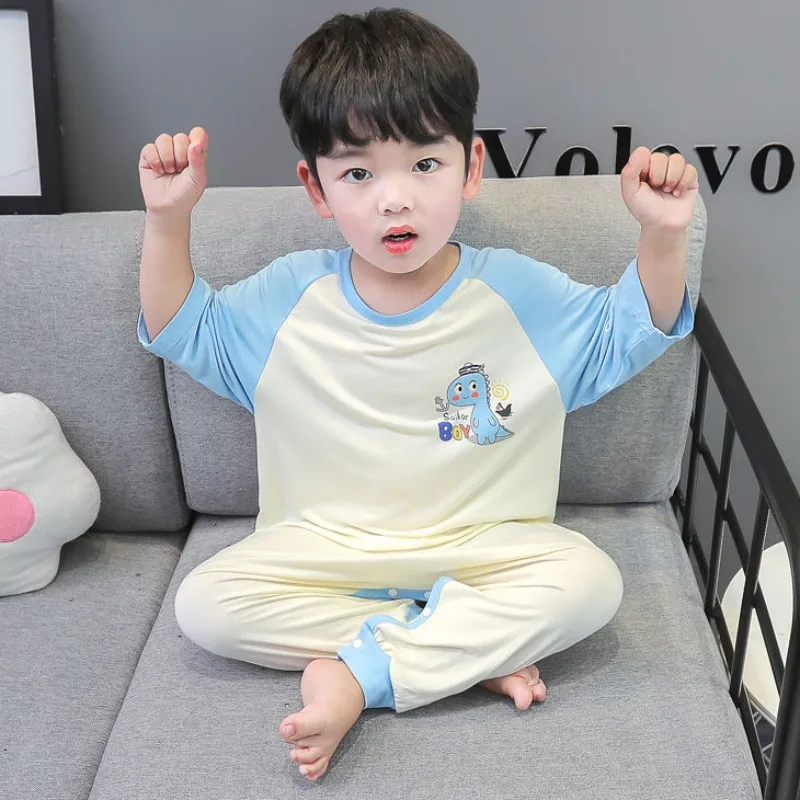 아동용 슬림 모달 점프수트, 크롤링 세트, 남아 및 여아, 에어컨 세트, 여름