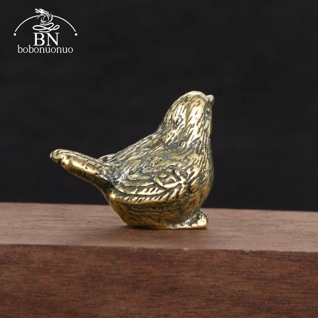 Kis Veréb Szobor Fém Sárgaréz Tea Kisállat Asztal Dísz Ház Dekorációs Kiegészítők Retro Madár Állati Figurák Miniatűr Kézműves - Image 4
