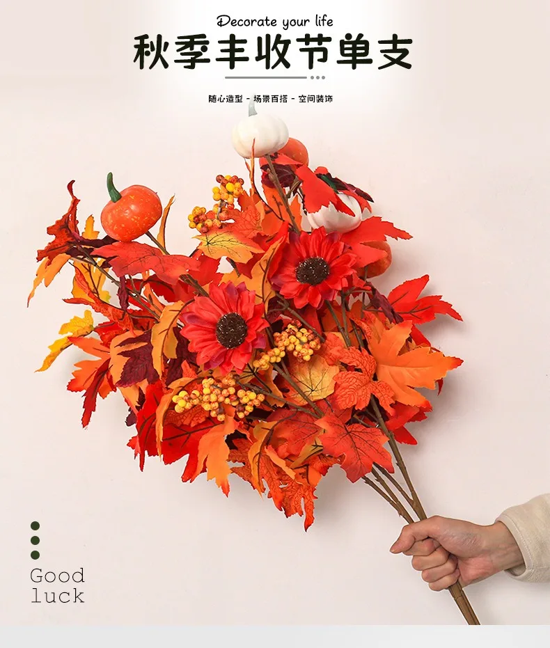 Description Picture 4 of itemAutumn Artificial Maple Leaves Fake Black Maple Leaf 2024 Halloween Outdoor Decoration Thanksgiving DIY Party home decorations