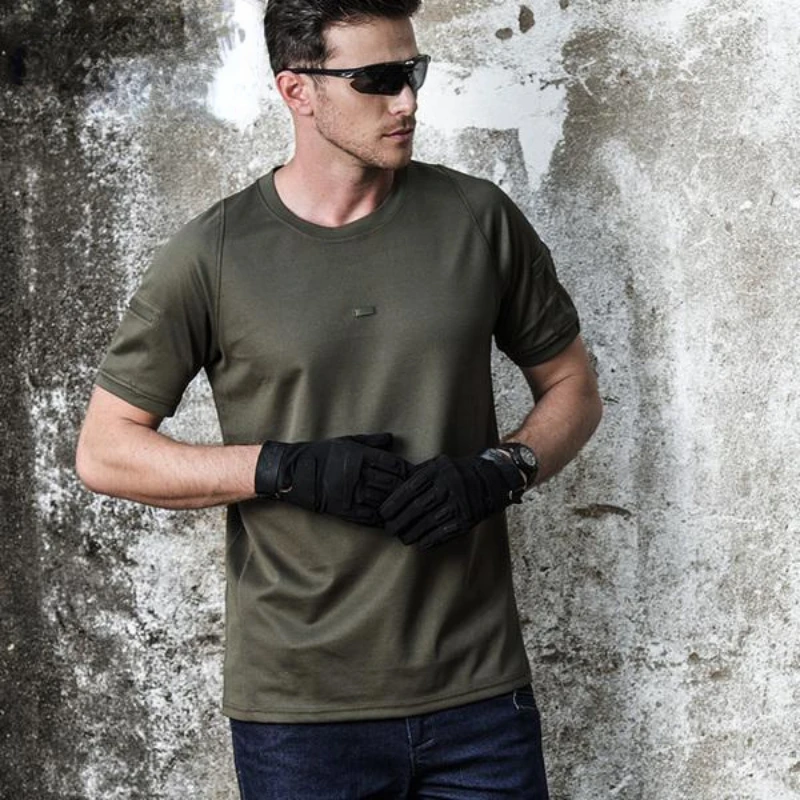 

Short-sleeved Men Quick Dry T-shirt Summer O-Neck Special Forces Military Tactical Tops Brand Slim Stretch T Shirts