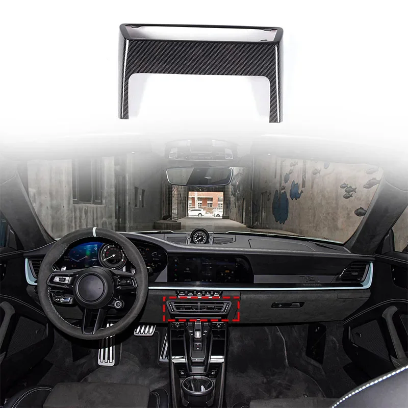 

For Porsche 911 2019-2024 Car Center Control Air Outlet Decorative Frame Sticker Real Carbon Fiber Interior Accessories
