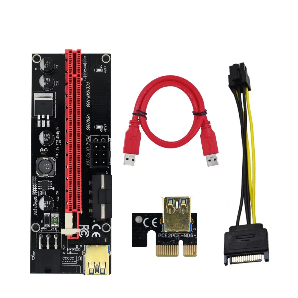 10 шт. TISHRIC VER009s PCIE Riser 009S удлинитель адаптер USB 3 0 SATA 15Pin до 6pin кабель видеокарта для
