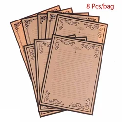 Papier à lettres Style Vintage européen, papeterie de bureau Kraft pour 8 feuilles/ensemble 