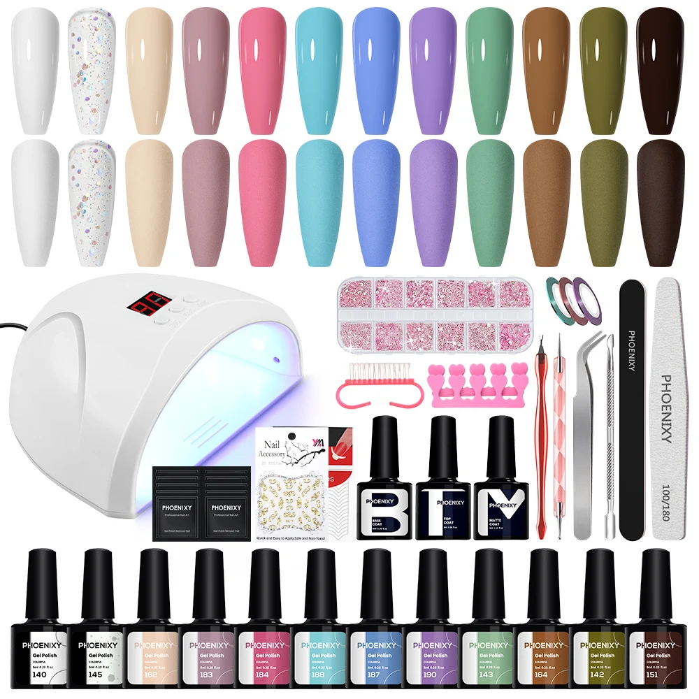

Manicure Tools Set 12PCS Gel Nail Polish Set Semi Permanent UV Gel Varnish Nail Art Design Polish Professional Nail Art Tool Kit