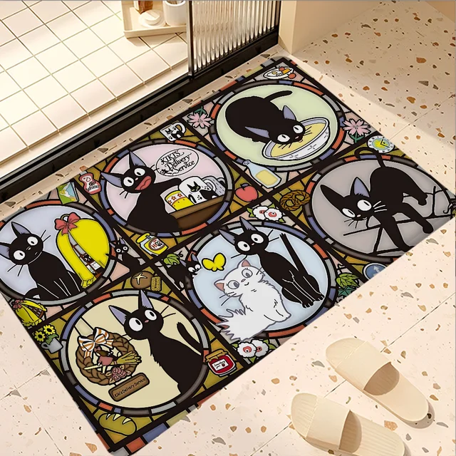KiKi Jiji Cat Room Mats สไตล์นอร์ดิกบ้านพรมเช็ดเท้าห้องน้ํา-เสื่อห้องน้ําห้องนอนตกแต่งโรงแรม Mat 1