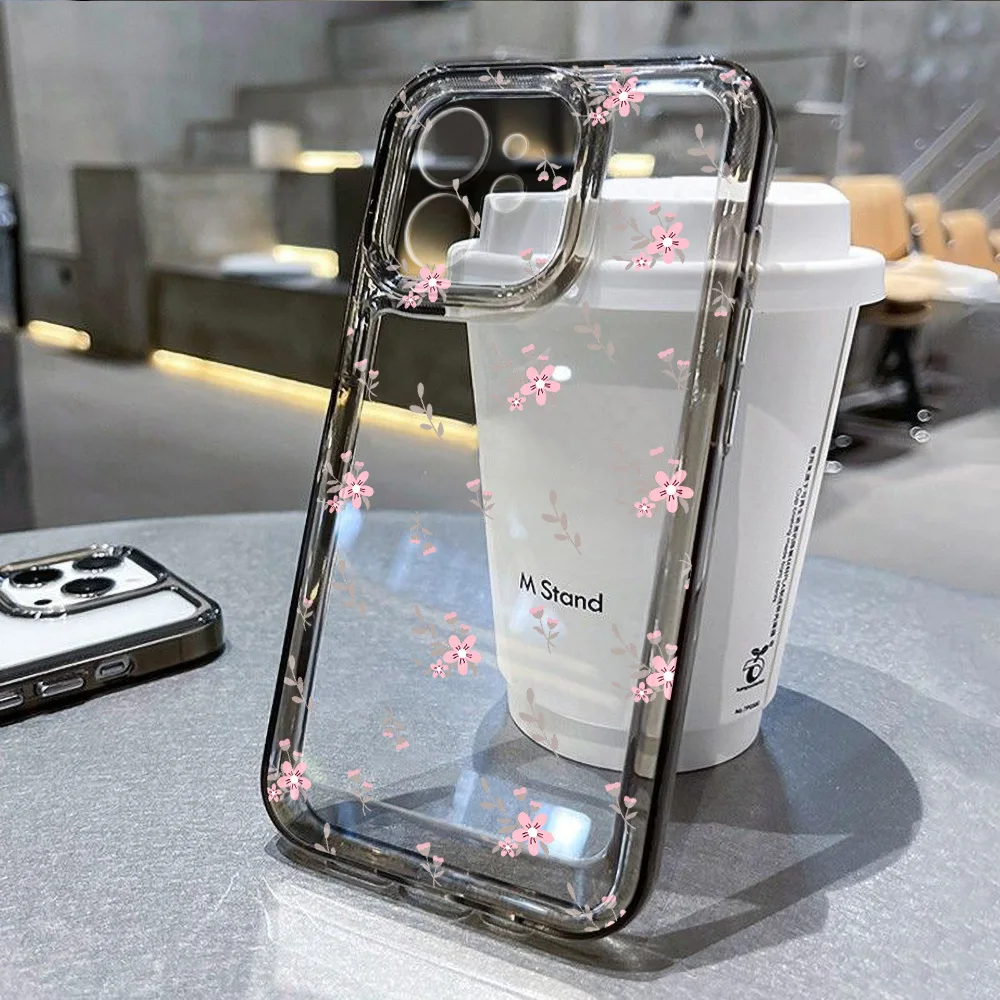 thumbnail image 1 of Funda de teléfono con flores transparentes para iPhone 11, funda para iPhone 13, 12, 14, 16, 15 Pro Max, XR, XS, X, 7, 8 SE, funda estética floral, 1 of 4