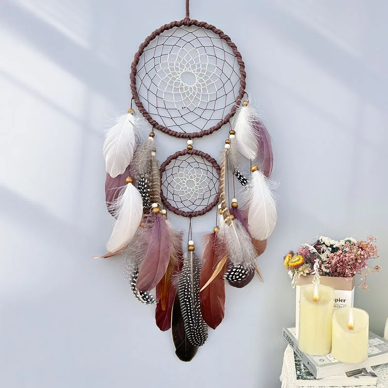 4 Colors Dream Catcher Handmade Feathers Wind Chimes Wall Pendants Bedroom Hanging Ornaments Birthday Festival Gifts Home Decor 1