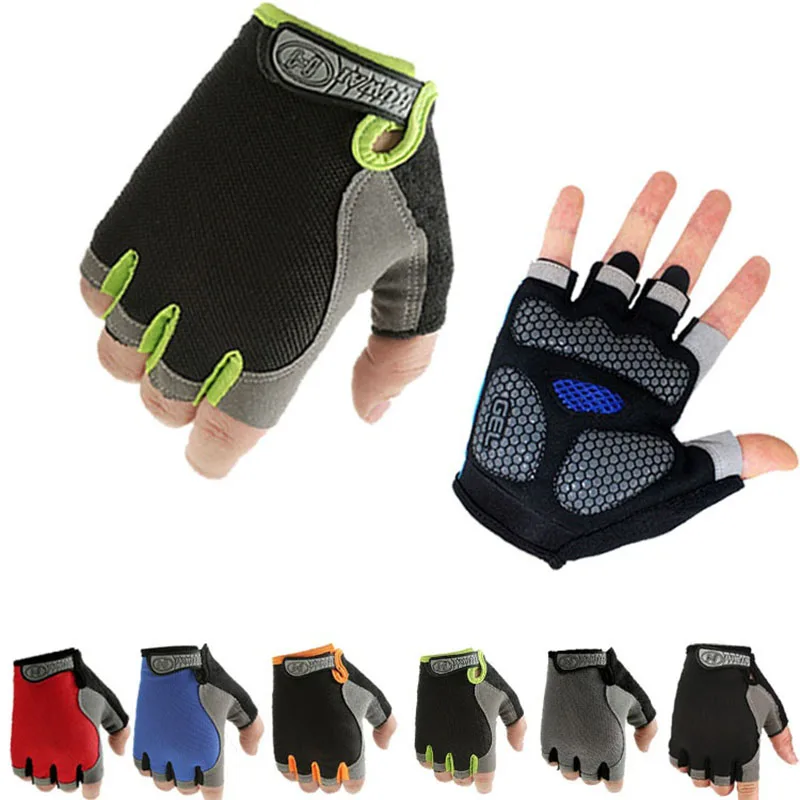 Men Women Gym Gloves Weightlifting Fitness Training Non Slip Palm Protector Breathable Fingerless Bike Bicycle Cycling Gloves