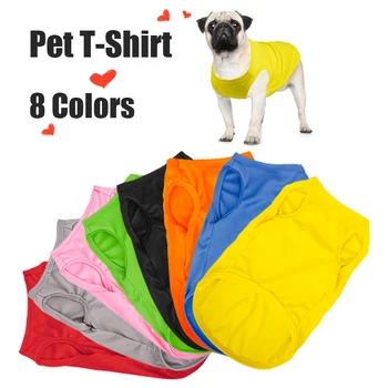 XS-XXL Summer Pure Cotton Puppy Blank Dog Shirt Clothes Soft Plain Doggy Vest Cat Bottoming T Shirts for Small Medium Large Dogs 1