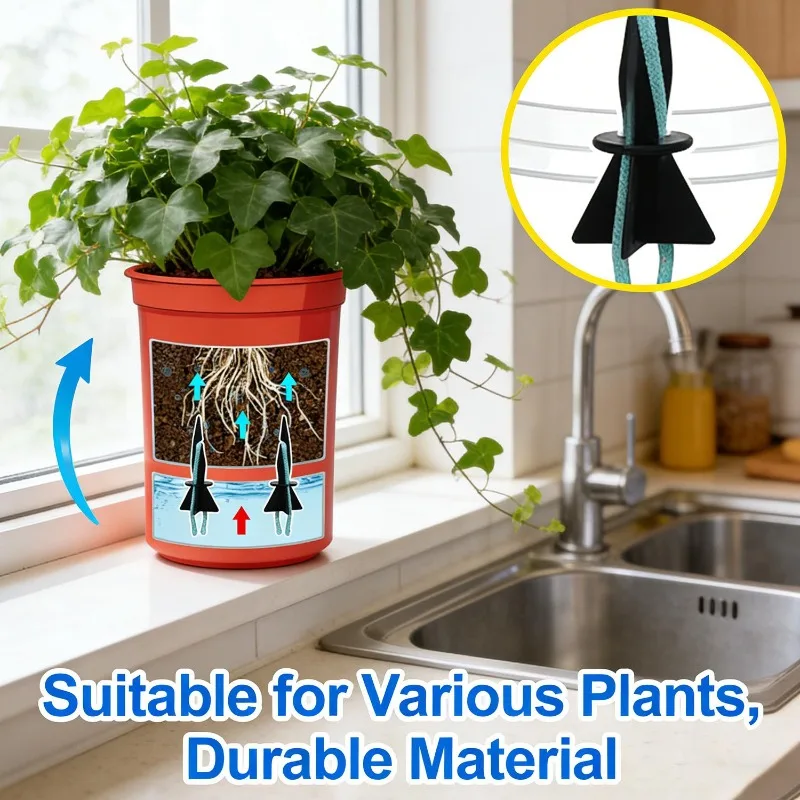 Plant Watering Spikes Set with Cotton Wicks – Self-Watering System