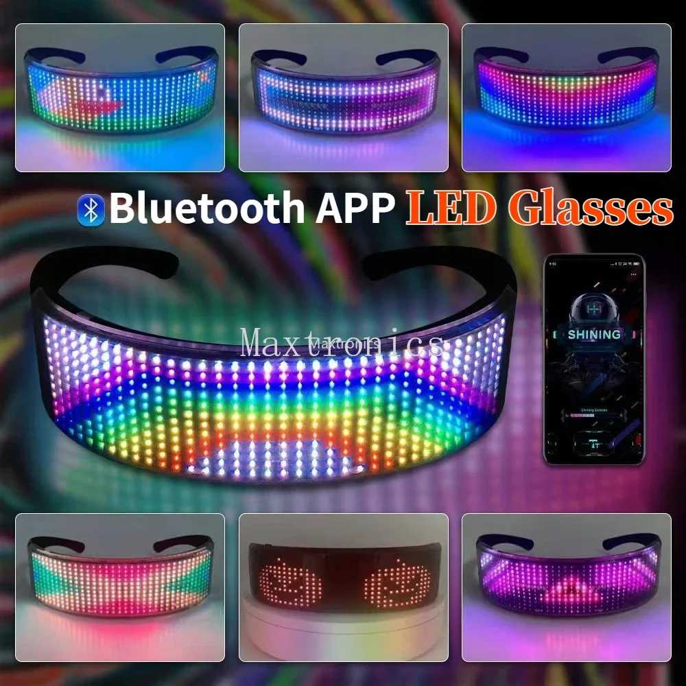 Led Luminous Glasses Bluetooth Full Color for Birthday Party Carnival Props Magic Scrolling DIY Text Display Screen Glasses led modules led module led glasses