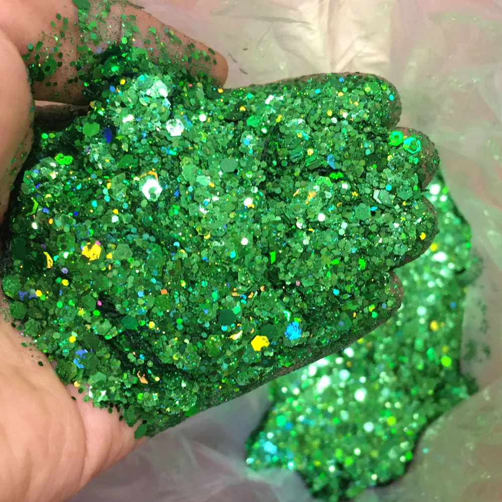 Nail Glitter Nail Flakes 20g Chunky Laser Nail Art Glitter Flakes Multi-Color Resin Craft Slime Making Cosmetic Supplies Holographic 3/1/0.2mm Sequins