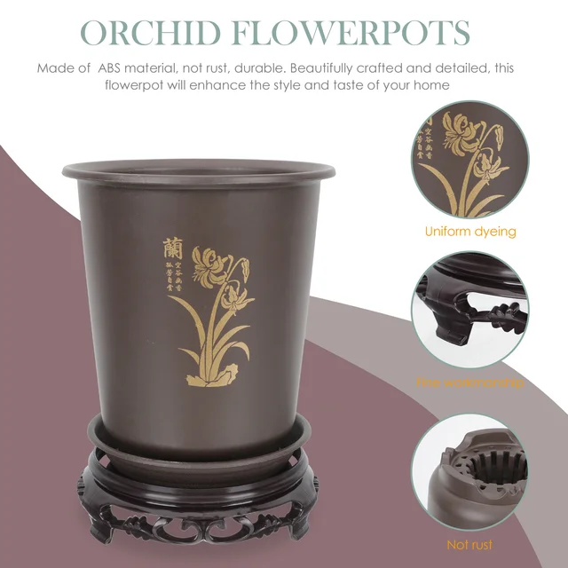 Edény Edények Virág Ültetésű Orchidea Zamatos Bonsai Lyukak Műanyag Tartály Beltéri Váza Kerámia Dekoratív Vízelvezető Óvoda - Image 5