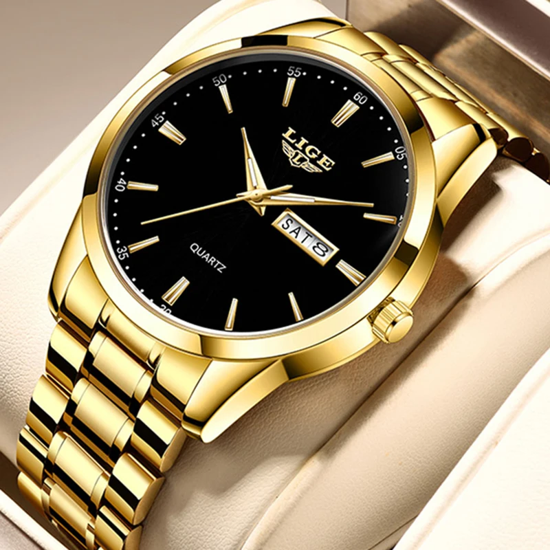 Top Brand Men's Quartz Watches LIGE Business Luminous Waterproof ClockFull Steel Strap Wristwatches for Men Relogio Masculino