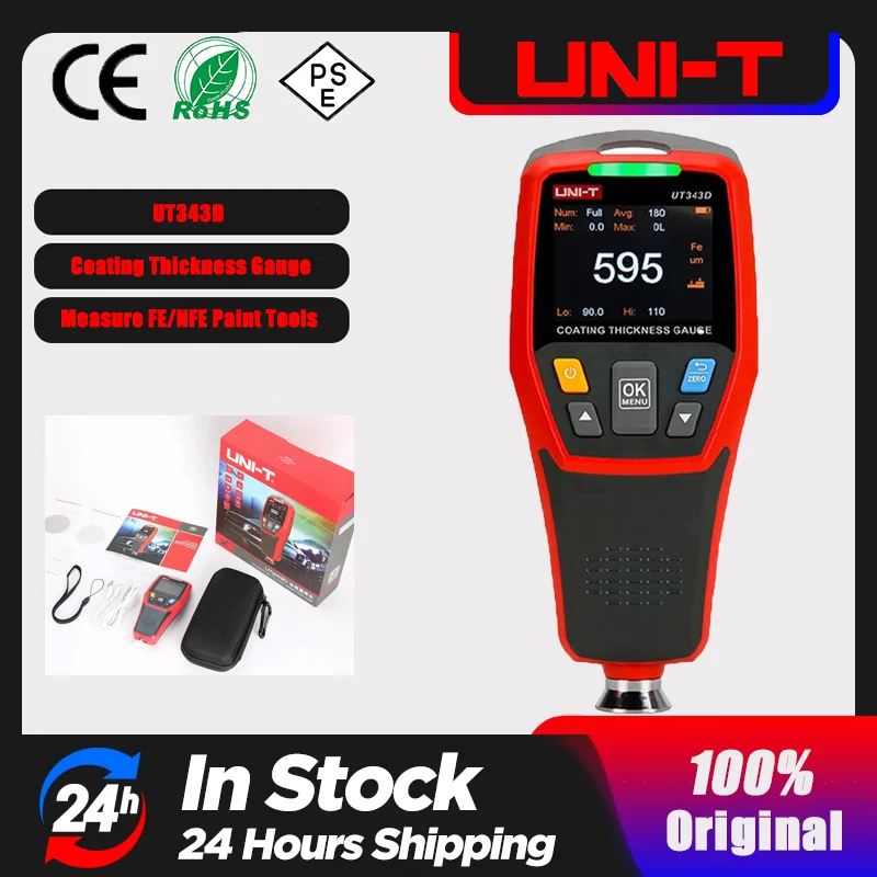 UNI-T UT343D Coating Thickness Gauge 0.1 Micron/0-1250um Automotive Paint Film Thickness Tester Measure FE/NFE Paint Tools Paint Coating Meter Paint Thickness Gauge Thickness Gauge