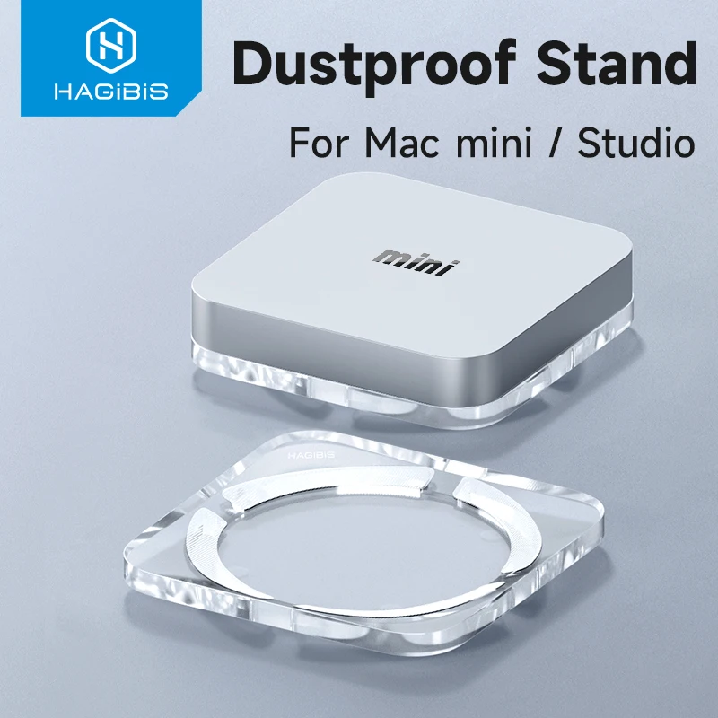 Hagibis-desktop Dustproof Stand para Mac Mini e Mac Studio Suporte Acrílico Transparente Refrigeração Dissipação de Calor Mount Acessórios