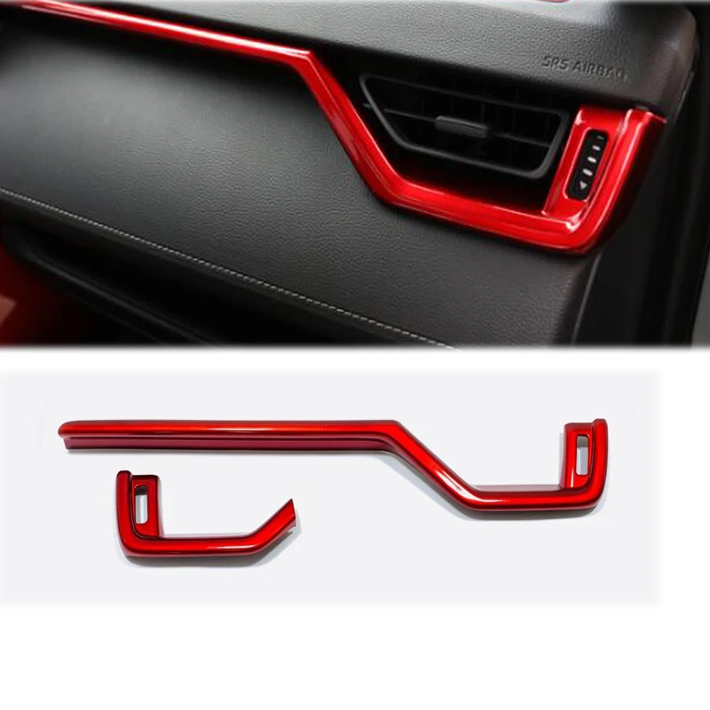 도요타 RAV4 2019 2020-2023 2024 ABS 레드 컬러 자동차 인테리어 액세서리 콘솔 기어 시프트 패널 윈도우 스위치 커버 트림