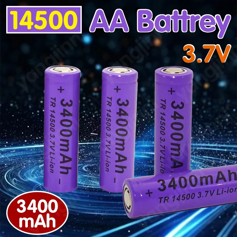 

3400mAH High Capacitance 14500 Battery 3.7V 3400mAh Rechargeable li-ion Battery for Led Flashlight Batery Battery Newest
