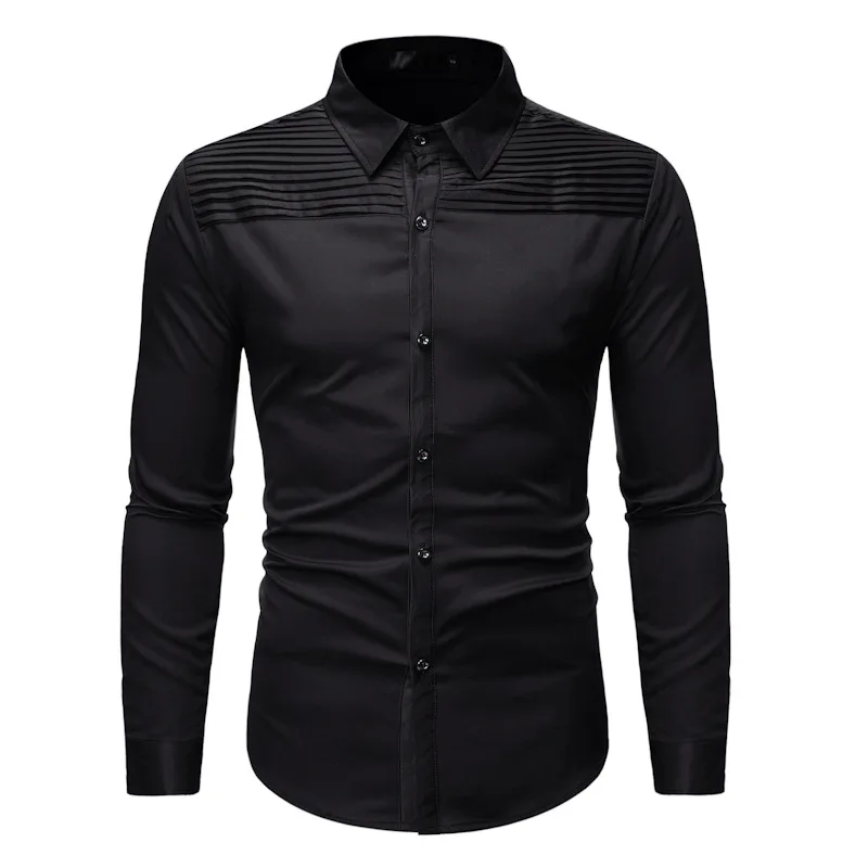 Black Wedding Tuxedo Shirt Men Camisa Masculina 2022 Brand Slim Fit
