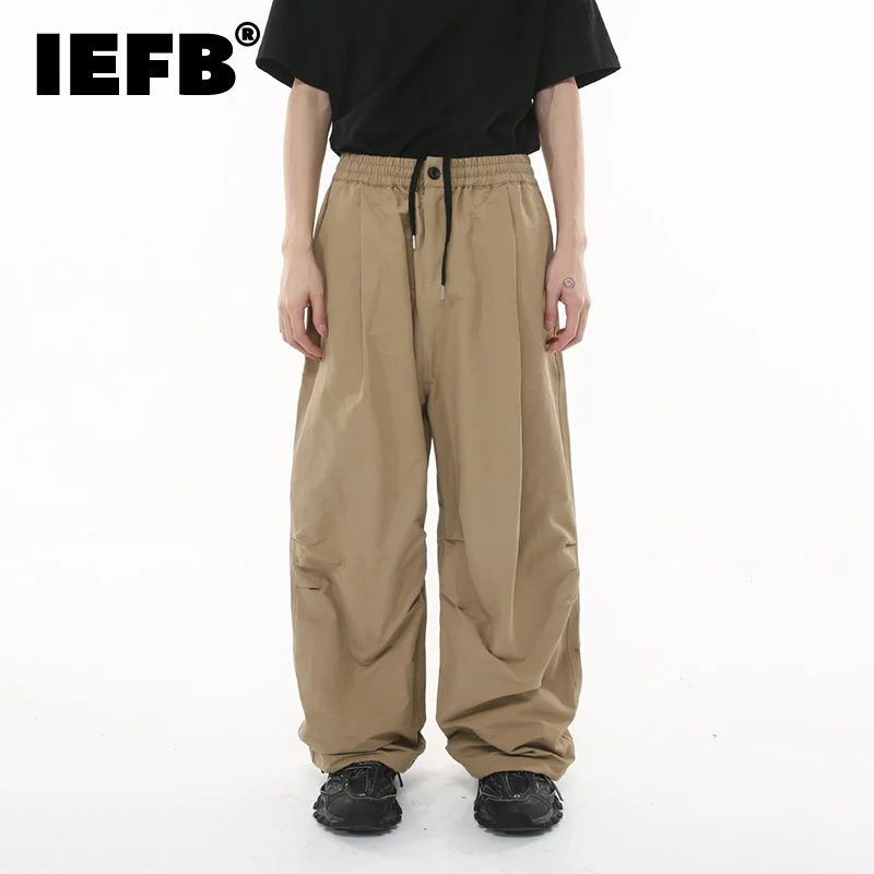 

IEFB Trend Men's Baggy Casual Trousers Solid Color Wide Leg Paratrooper Overalls Fashion Cargo Pant Autumn New Streetwear 9C2326