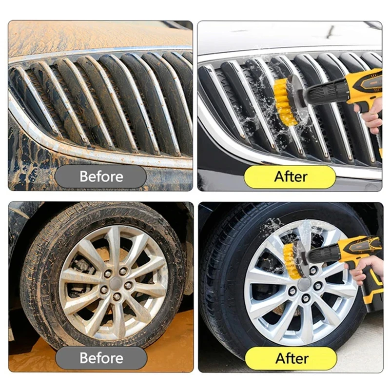Electric Scrubber Brush Drill Brush Attachment Kit 3Pcs Cleaning For Carpet Glass Car Tires Nylon Brushes 2/3.5/4/5'' electric scrubber brush drill brush attachment set car cleaning tool