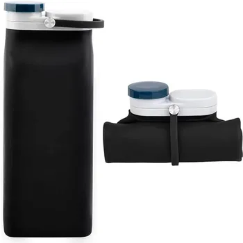 600ML Collapsible Water Bottles Cups Leakproof Valve Foldable Travel Silicone Water Bottle Cup for Gym Camping Hiking Sports