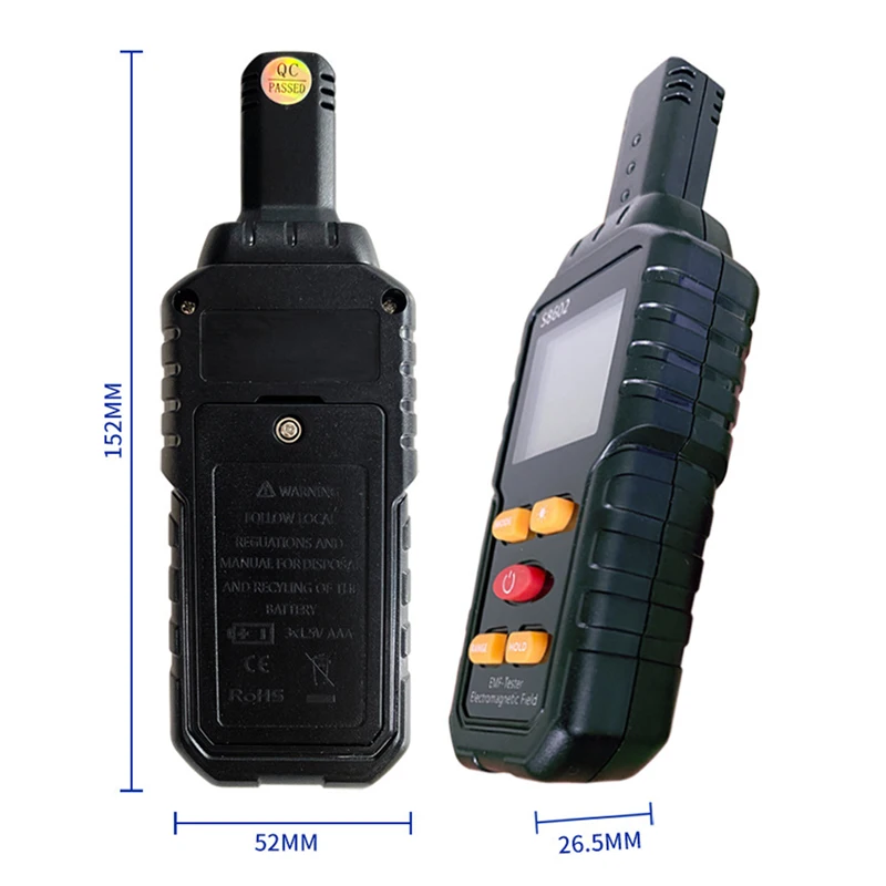 3-In-1 Counter Geiger EMF Meter Electromagnetic Radiation Frequency Meter Magnetic Field Radiation Detector Temperature Measure