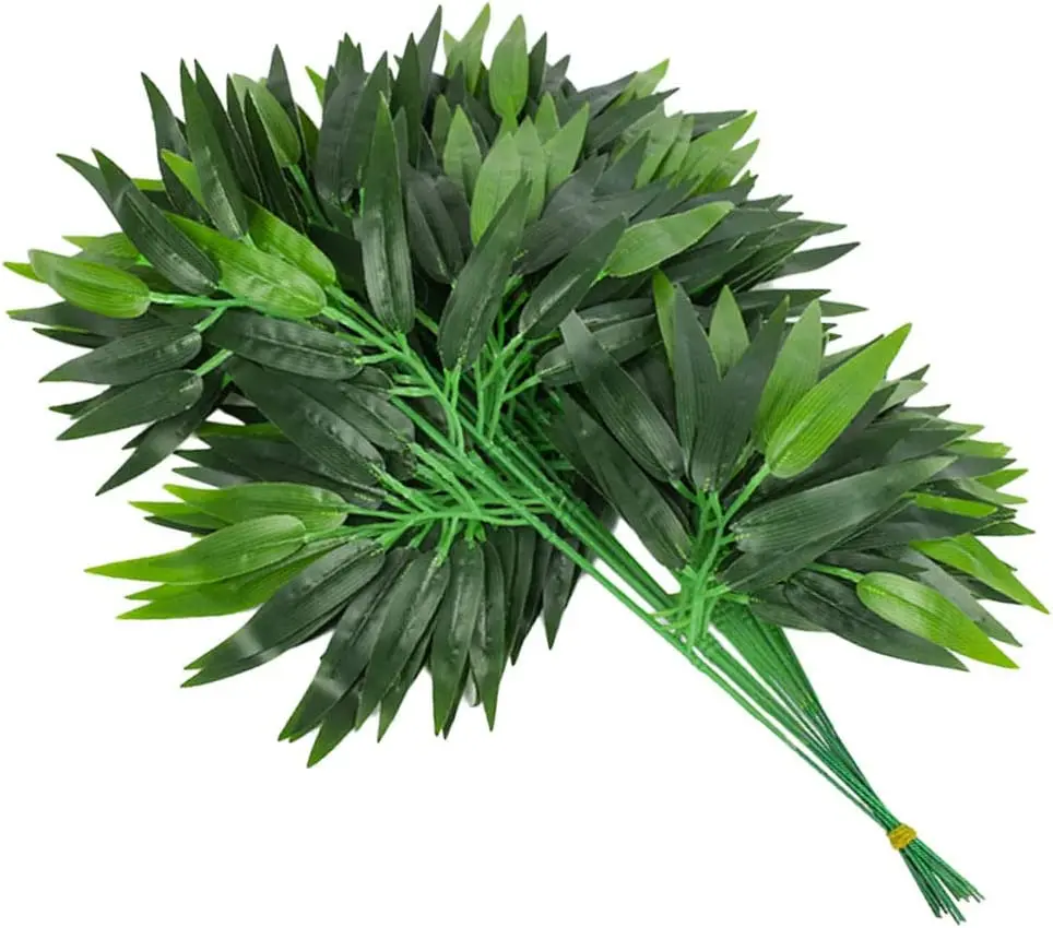 20x Artificial Bamboo Leaves DIY Indoor Plant Office Decoration