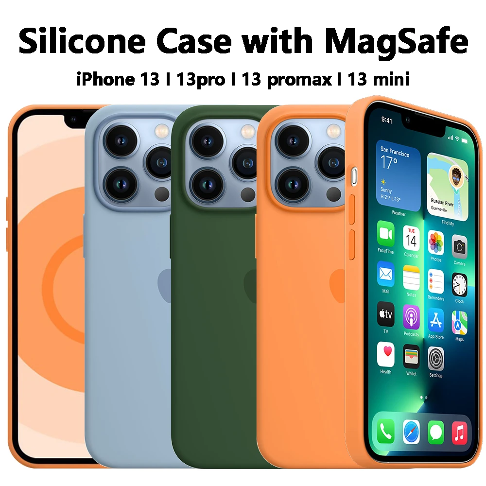 magsafe charger iphone 13 Original official Apple Magsafe Liquid Silicone Magnetic Case For iPhone 13 12 Pro Max 13 12 Mini Cases Wireless Charging Cover apple magsafe