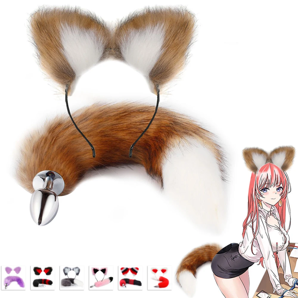 Sex Toys Ass Butt Tail Buttplug Fox Pigtail Anal Plug And Ears Erotic products BDSM Cat Ears Sex Game Toys For Couple Adults