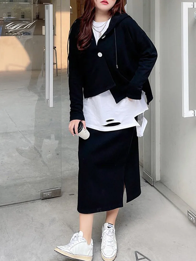 Women's Straight Long Split Skirt, High Waist, Casual, Plus Size, Good Quality, Autumn, 2024