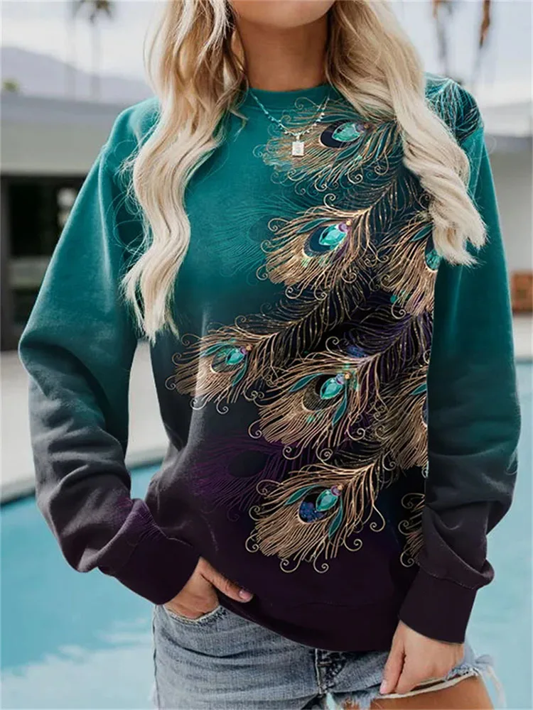 

Autumn Winter Women's Swtershirt Long-sleeve Sweater T-shirt Fashion Women Flower Loose O-neck Pullover Tops Female Clothing