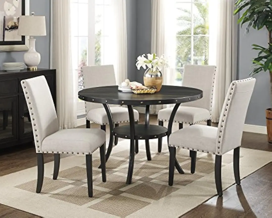 new-Biony Collection Round Dining Table, Espresso