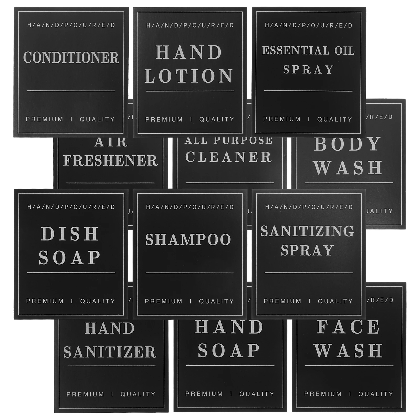 12pcs Bathroom Labels Sticker Shampoo Shower Gel Conditioner Dish Soap Dispenser Label Removable Waterproof Lotion Label Display bathroom labels sticker set