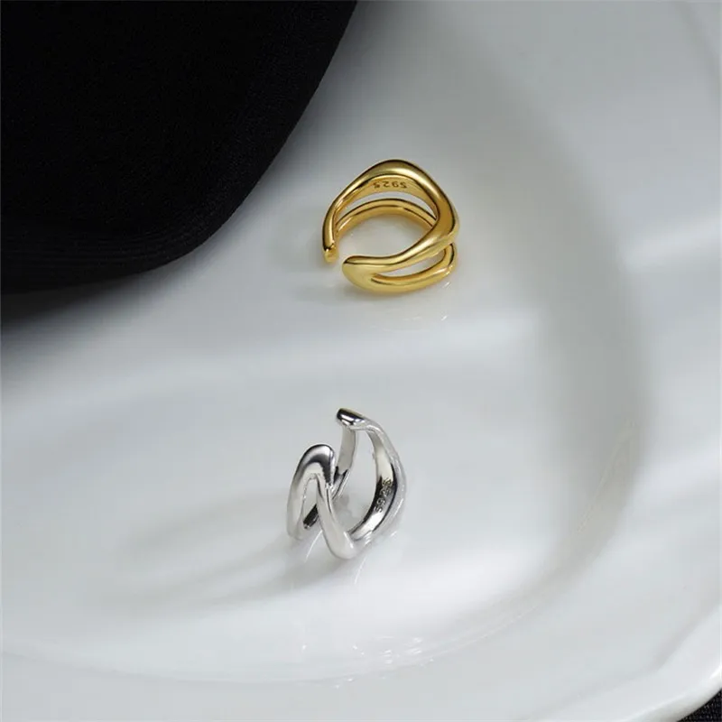 1Pcs 925 Silver Plated Ear Cuff Earrings Non-Piercing Double Layer Cuff Ear Clip Earring For Women Girls Party Jewelry e1243 ear clip earrings,clip earrings,ear clip,ear accessories
