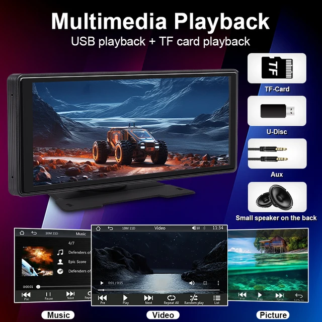 10.26" Car Mirror Screen with CarPlay & Android Auto 5