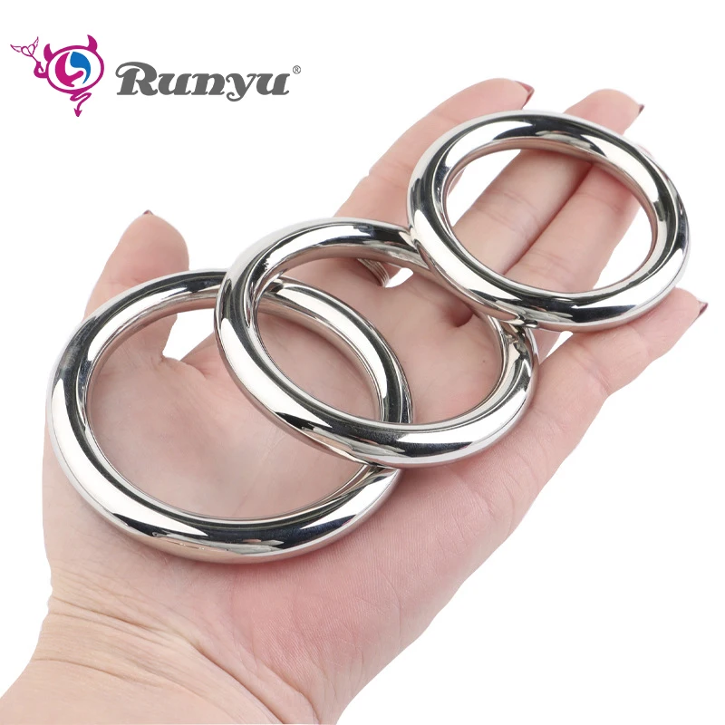 Runyu Stainless Steel Metal Men's Cock Ring Adult Sex Scrotum Binding Ejaculation Delay Device Glans Erection Sperm Locking Ring penis ring