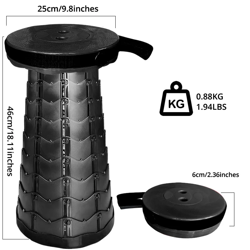 150KG Outdoor Telescoping Stool Portable Plastic Collapsible Folding Stool Seat Chair for Camping Fishing Height Adjustable folding camping chair foldable camping chair portable camping stool