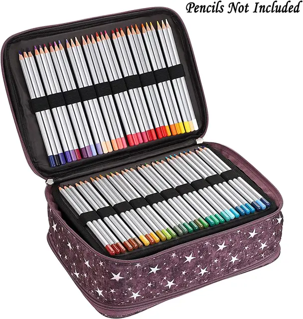 YOUSHARES Big Capacity Colored Pencil Case - 300 Slots large Pen Case  Organizer with Multilayer Holder for Prismacolor Colored Pencils & Gel Pen  (Grey)