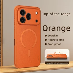 Premium PU Leather Magnetic Wireless Charging Shockproof Phone Case with Lens Protection for Honor 600 Pro (Orange)