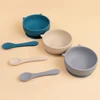 TYRY.HU 2pcs Silicone Baby Feeding Bowl Set Baby Learning Dishes Suction Bowl Set silicone Spoon Children Tableware Baby Stuff 1