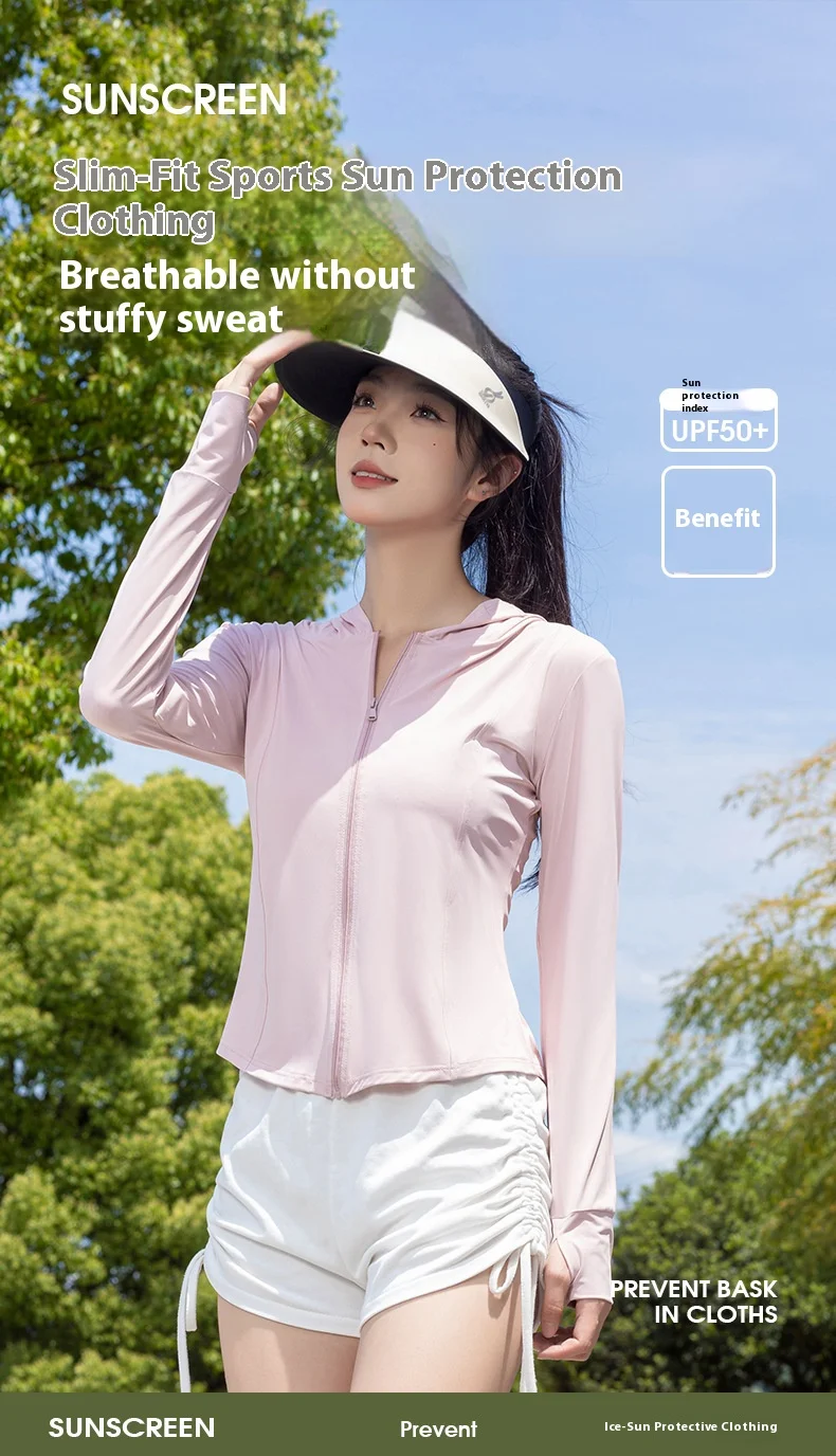 Sunblock clothing women summer ice silk cool breathable anti-ultraviolet slimming yoga sun-protective clothing sports coat women