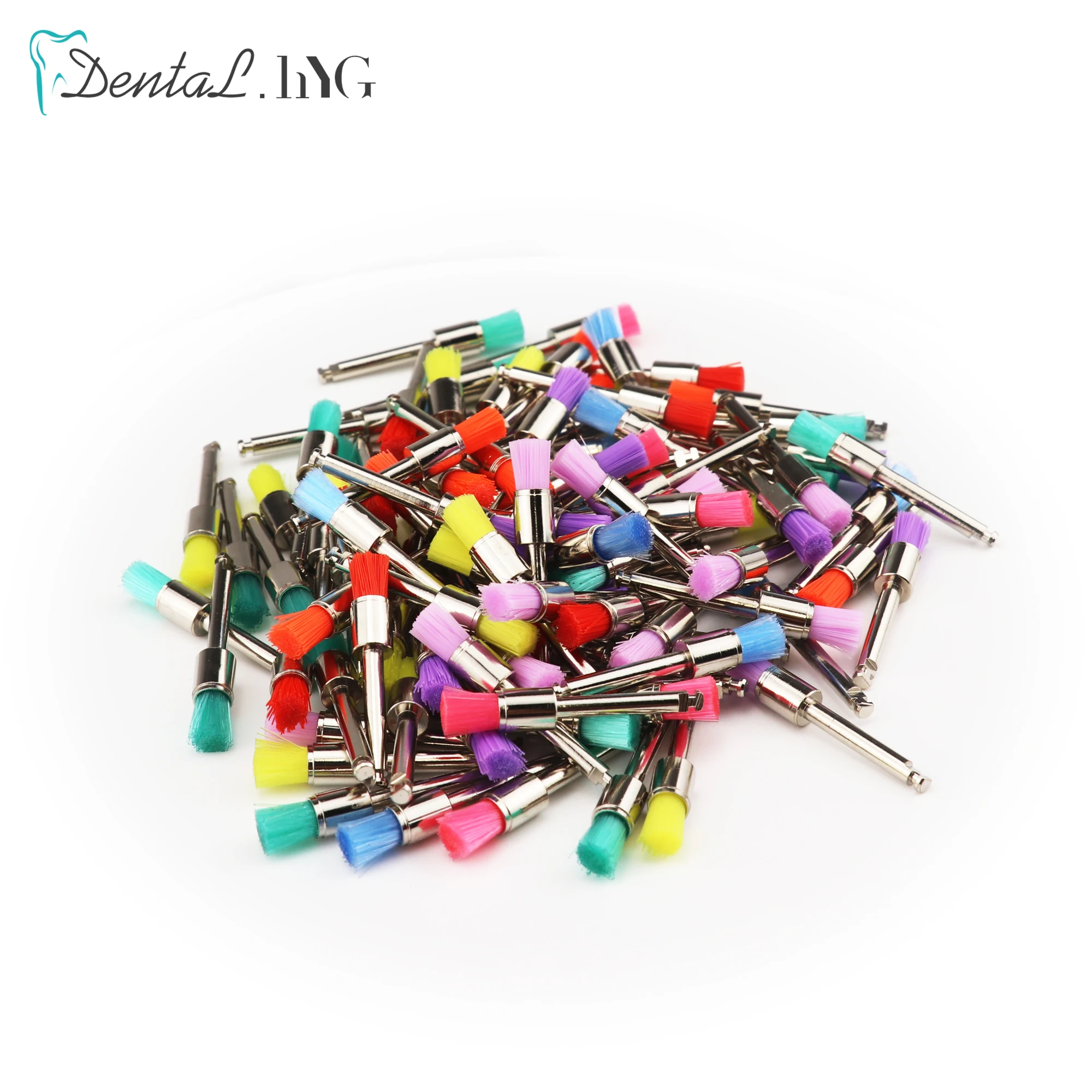 100pcs/Bag Disposable Dental Polisher Nylon Bristle Brush Polishing Brushes Teeth Whitening Prophy Brushes Dentist Materials