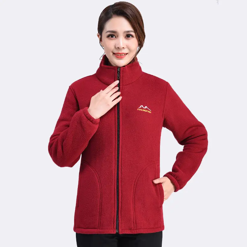 

Middle Aged Women's Clothing Autumn Winter New Added Plush Thickened Warmth Female Jackets Loose Size for Mothers Hoodies