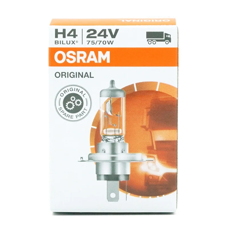 OSRAM 64196 Halogenlampe 24V H4 75/70W LKW-Glühbirne Made in Germany für LKW-Scheinwerfer-Ersatz