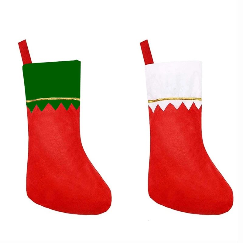 

2PCS Christmas Stockings Socks Snowman Elk Santa Claus Sock Gift Kids Candy Gift Bag New Year Fireplace Xmas Tree Decoration