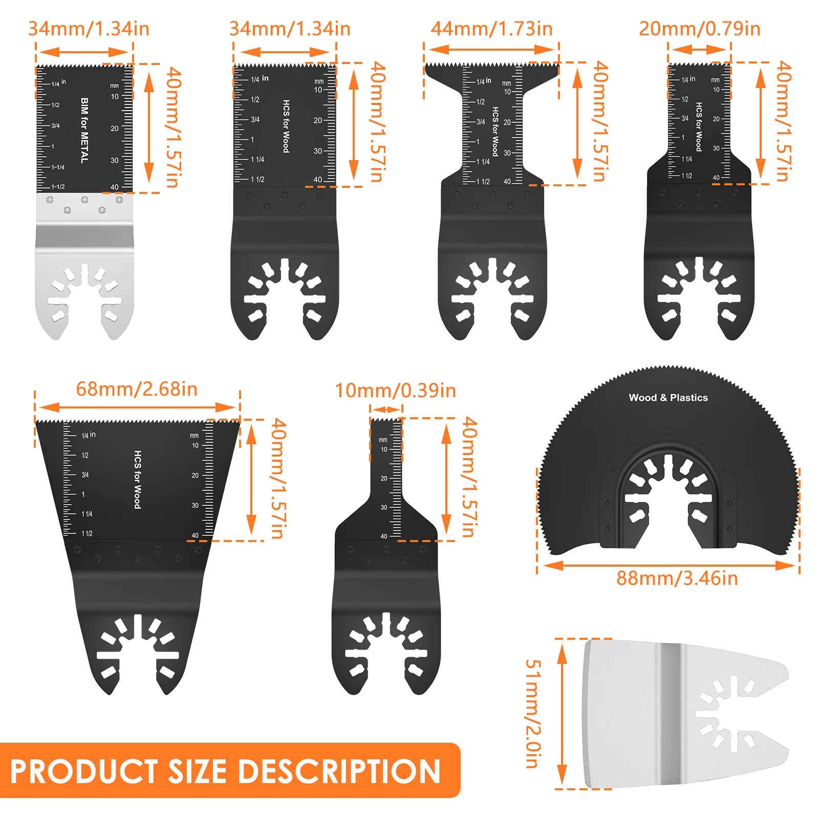 10/8 Stück oszillierende Sägeblätter, Bimetall-Multitool-Sägeblätter aus Edelstahl, oszillierende Sägeblätter mit Schnellverschluss, präzise Schneidklinge – Detail 1
