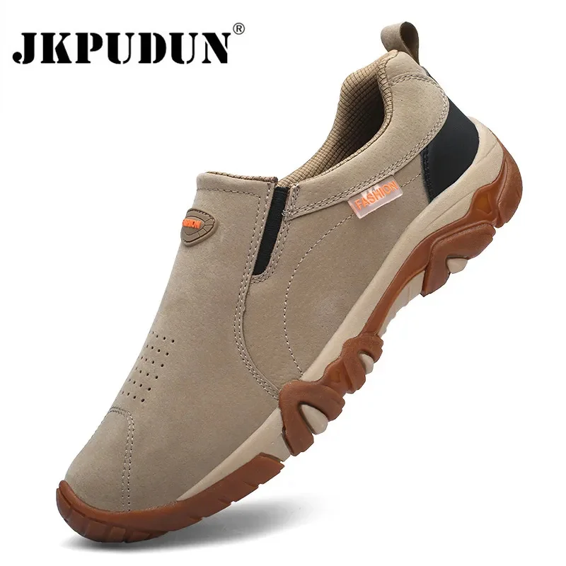 

Fashion Men's Casual Sneakers Leather Breathable Outdoor Hiking Shoes Men Non-Slip Trekking Shoes Mens Moccasins Zapatos Hombre