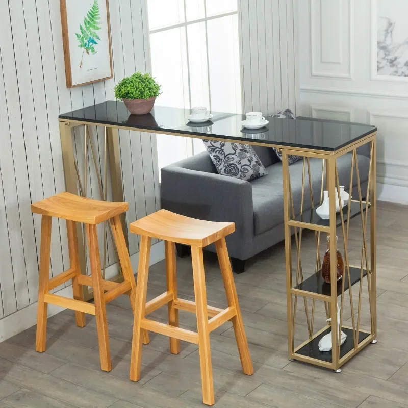 American Solid Wood European Retro High Bar Stool bar stool